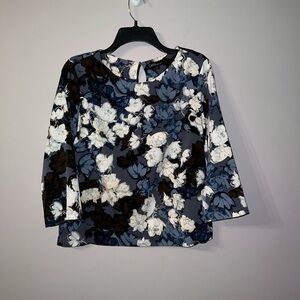 Dalia blue white grey and brown floral blouse small